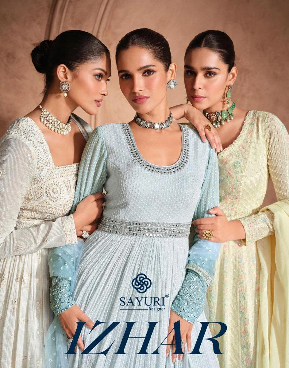 IZHAAR BY SAYURI DESIGNER GEROGETTE GOWN WHOLESALER IN INDIA 1