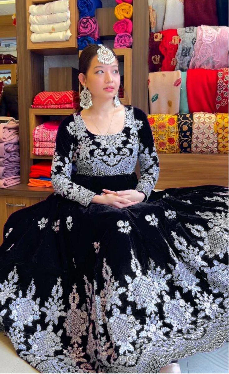 DVD 1275 BY SAGAR IMPEX DESIGNER VELVET GOWN WHOLESALER IN INDIA 1