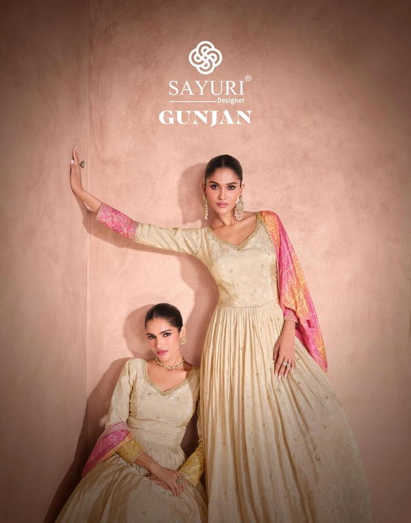 GUNJAN BY SAYURI DESIGNER JACQUARD SILK GOWN WHOLESALER IN INDIA