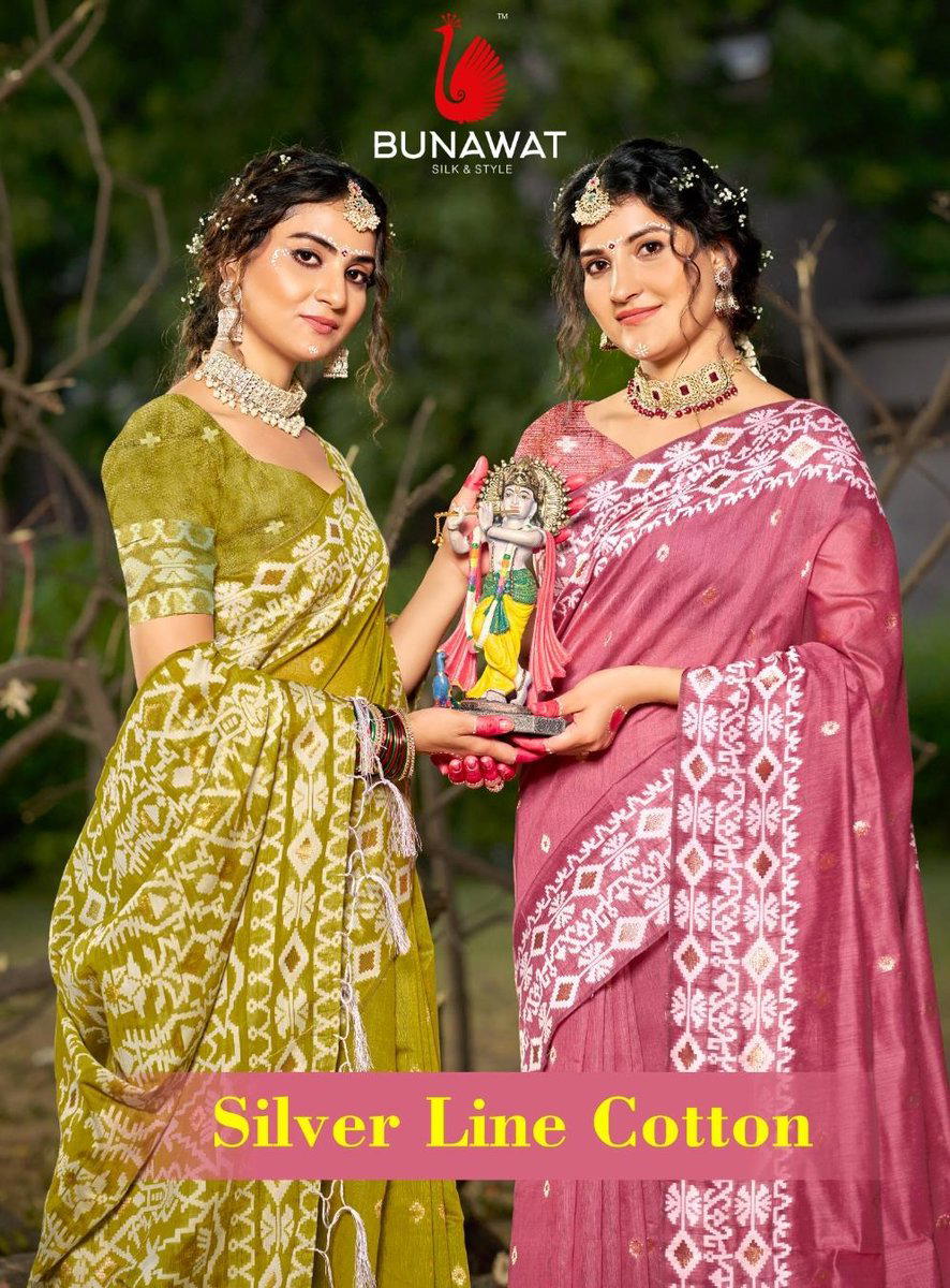 SILVER LINEN COTTON BY BUNAWAT DESIGNER COTTON SAREE WHOLESALER IN INDIA 1