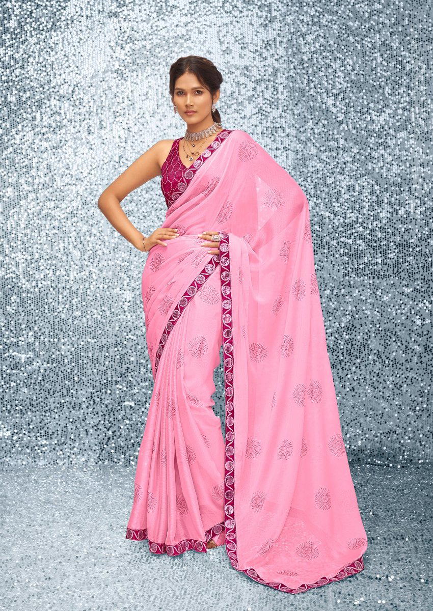 EMILY BY STAVAN DESIGNER SATIN CHIFFON SAREE WHOLESALER IN INDIA 1
