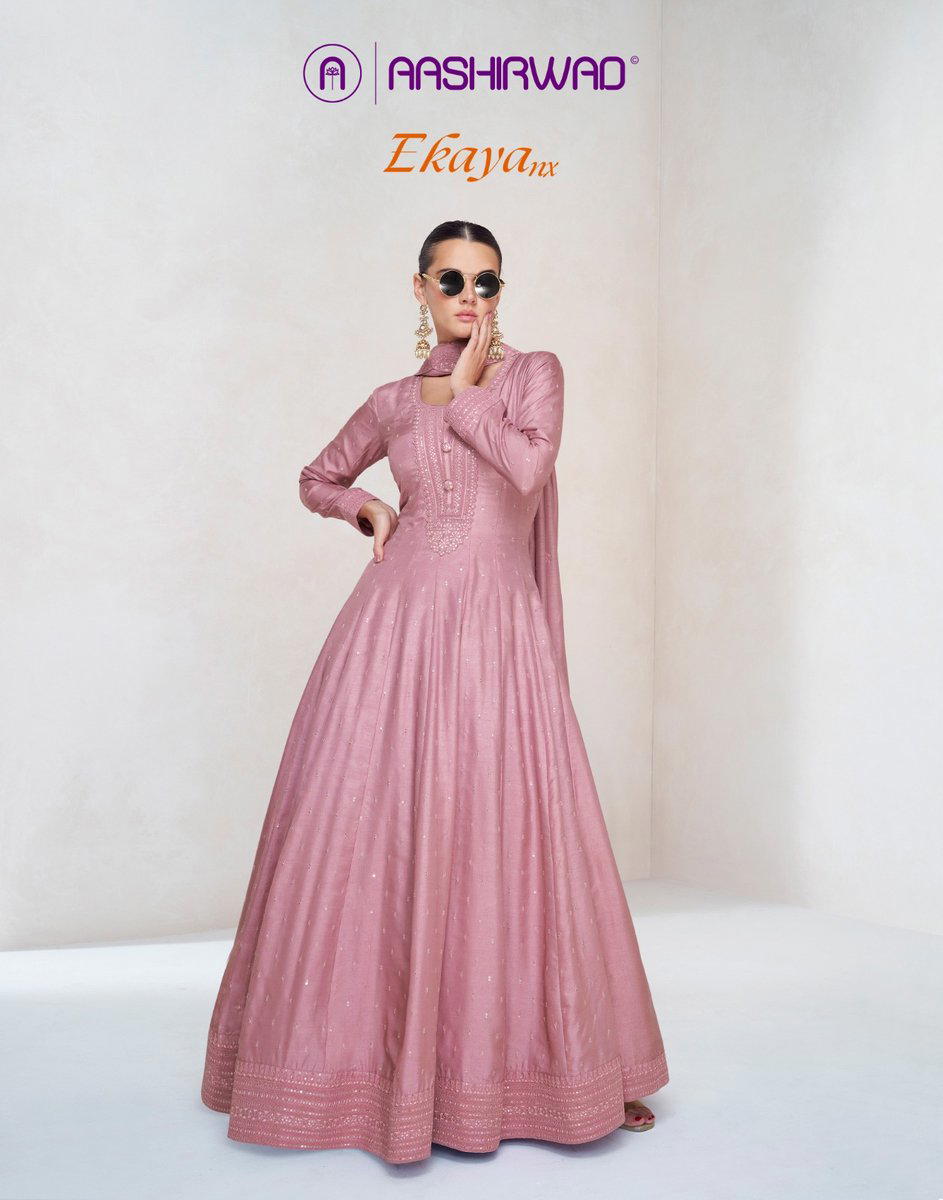 EKAYA NX BY AASHIRWAD CREATION DESIGNER SILK GOWN WHOLESALER IN INDIA 1