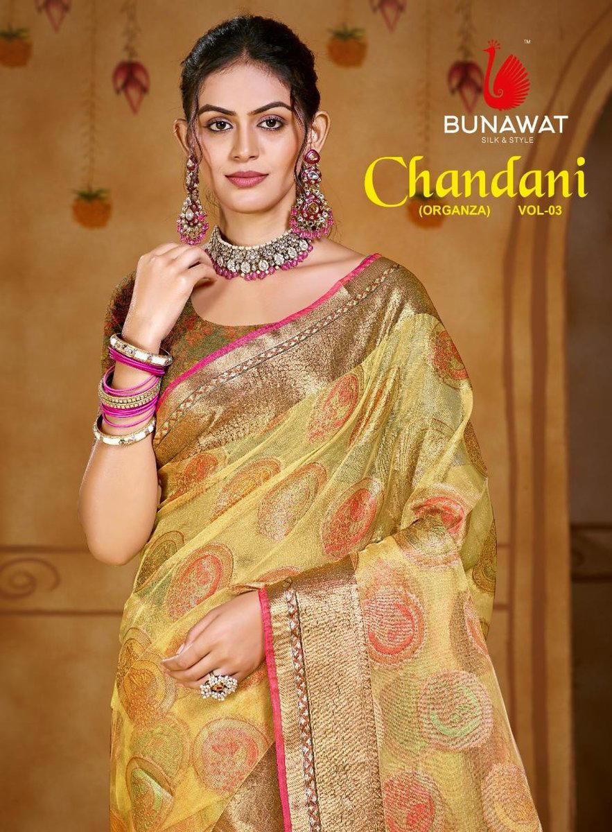 CHANDANI VOL 3 BY BUNAWAT DESIGNER ORGANZA SAREE WHOLESALER IN INDIA 1