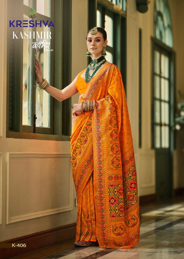 KASHMIR VOL 1 BY KRESHVA DESIGNER BANARASI SILK SAREE WHOLESALER IN INDIA