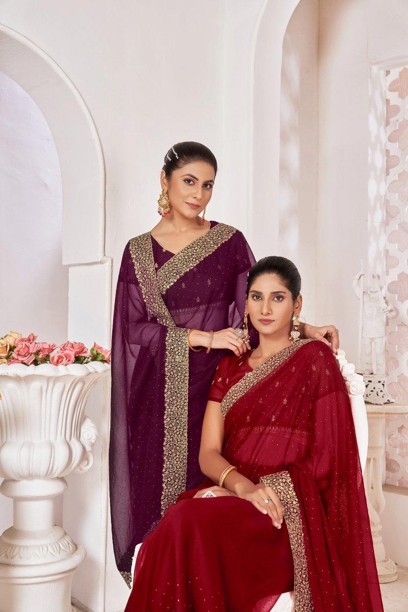 DN 2222A TO 2222D BY JAYSHREE DESIGNER CHIFFON SAREE WHOLESALER IN INDIA 1
