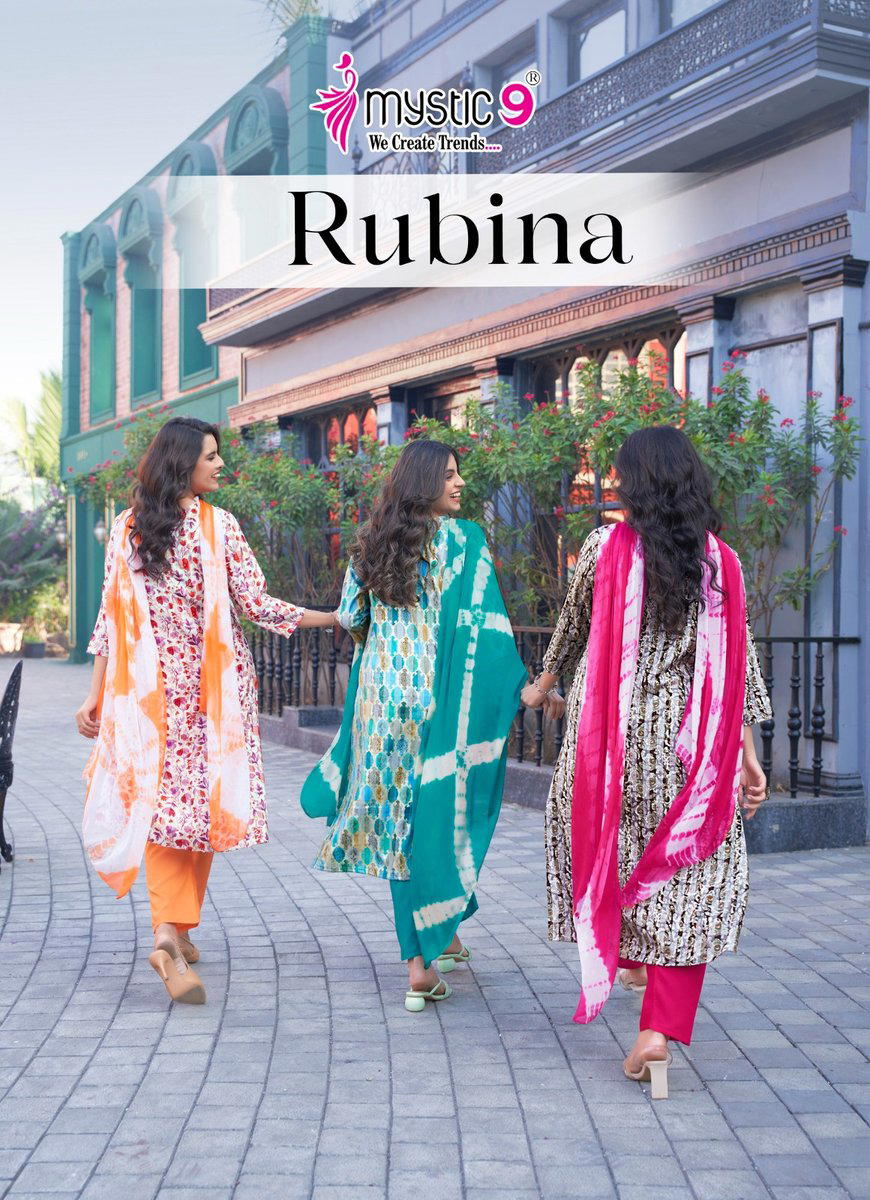RUBINA VOL 6 BY MYSTIC 9 DESIGNER EMBROIDERY SALWAR SUIT WHOLESALER IN INDIA 1