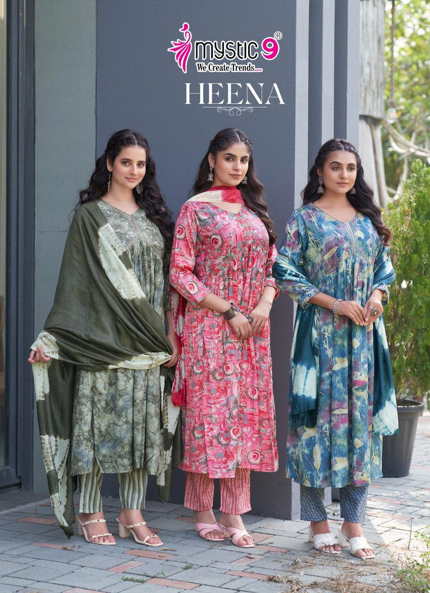 HEENA VOL 6 BY MYSTIC 9 DESIGNER EMBROIDERY SALWAR SUIT WHOLESALER IN INDIA 1