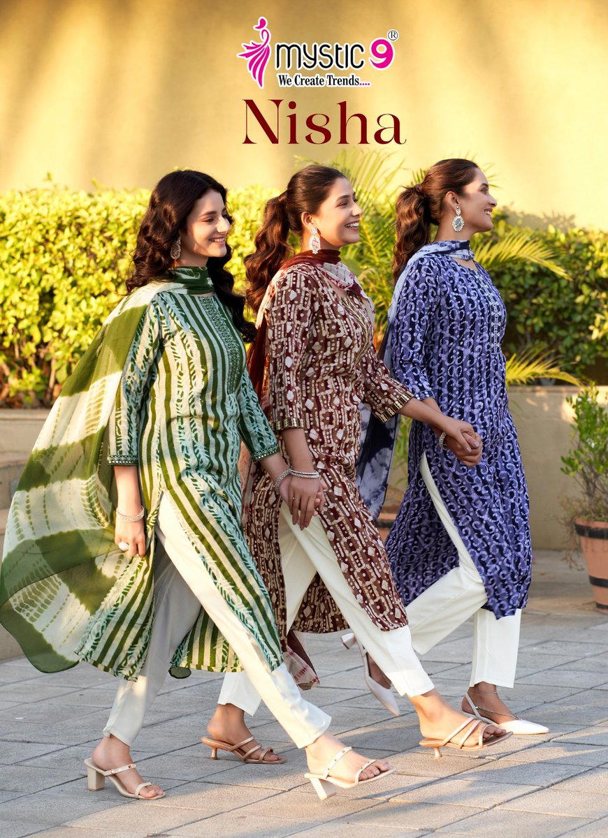 NISHA VOL 4 BY MYSTIC 9 DESIGNER EMBROIDERY SALWAR SUIT WHOLESALER IN INDIA 1