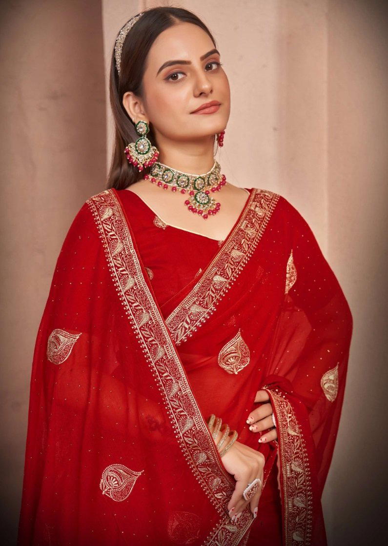 JAYSHREE 2257 COLOUR'S 2257A TO 2257C DESIGNER CHIFFON SAREE WHOLESALER IN SURAT 1