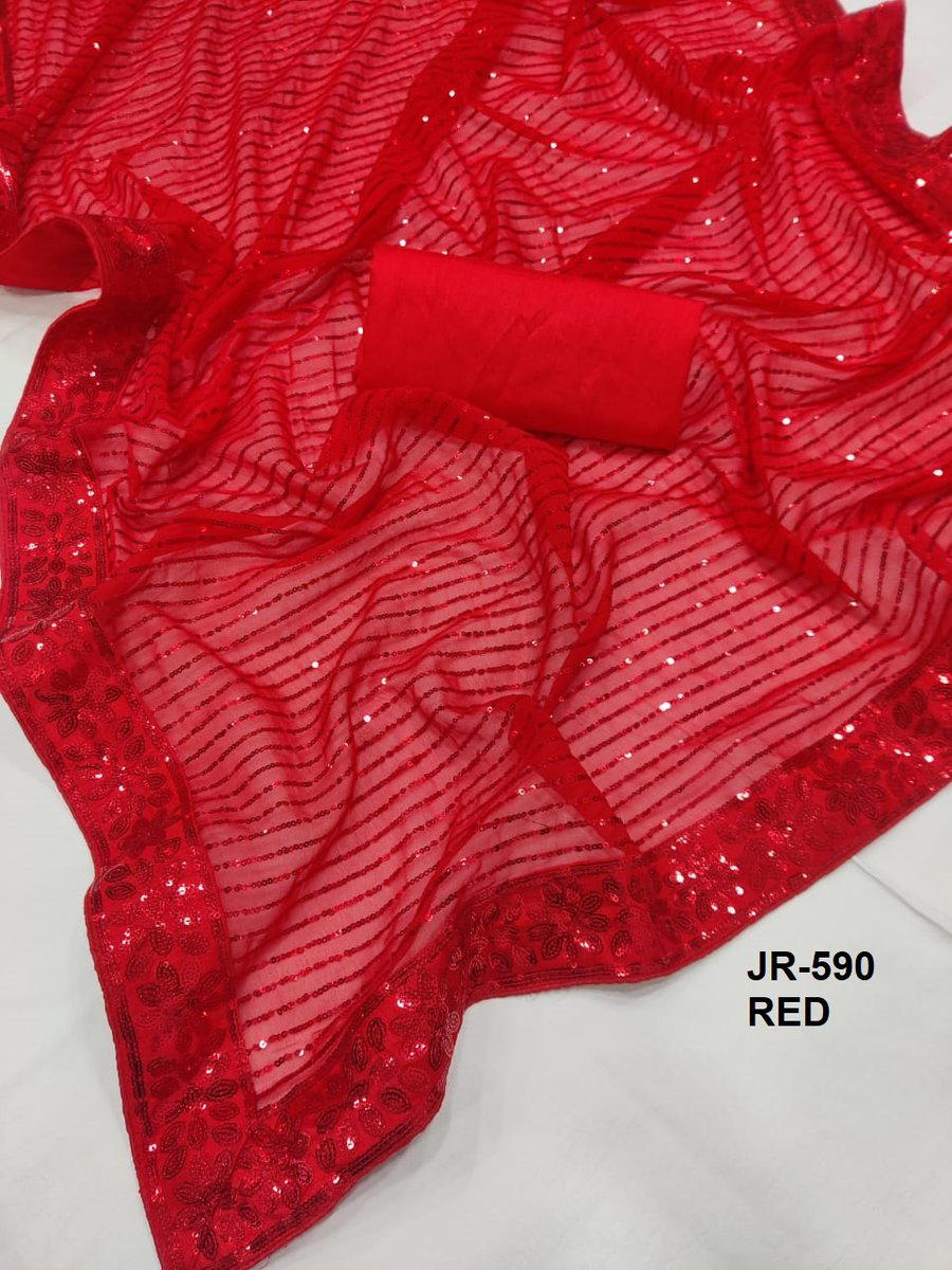 D.NO. JR-590 COLOUR‚ÄôS BY SAGAR IMPEX EMBROIDERY SAREE WHOLESALER IN INDIA 1