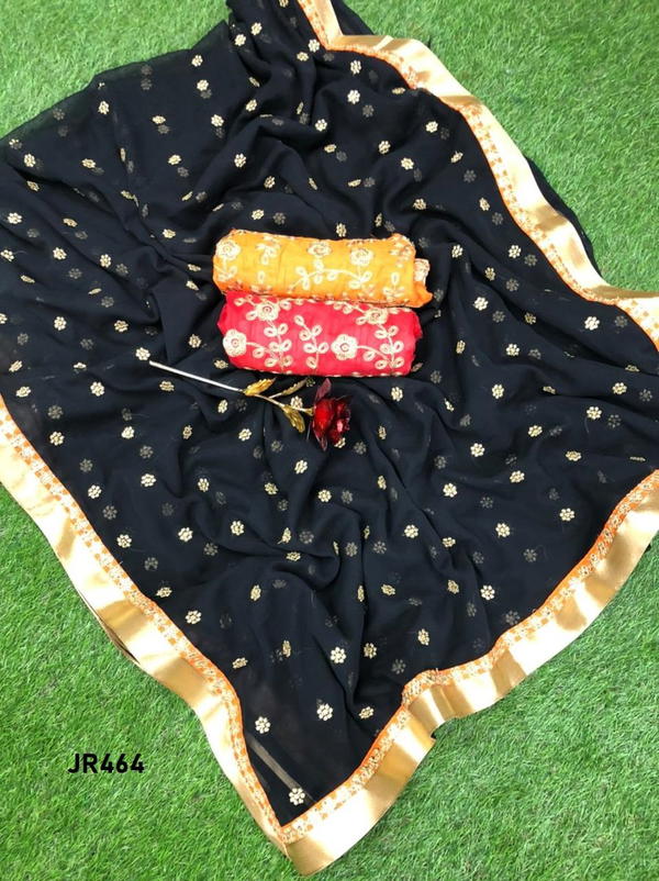 D.NO. JR464 BY JR GRORGETTE SAREE MANUFACTURER IN INDIA
