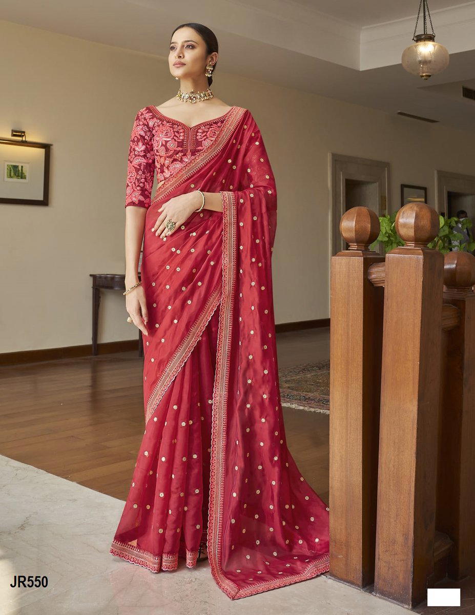 D.NO. JR550 BY SAGAR IMPEX EMBROIDERY SAREE WHOLESALER IN INDIA 1