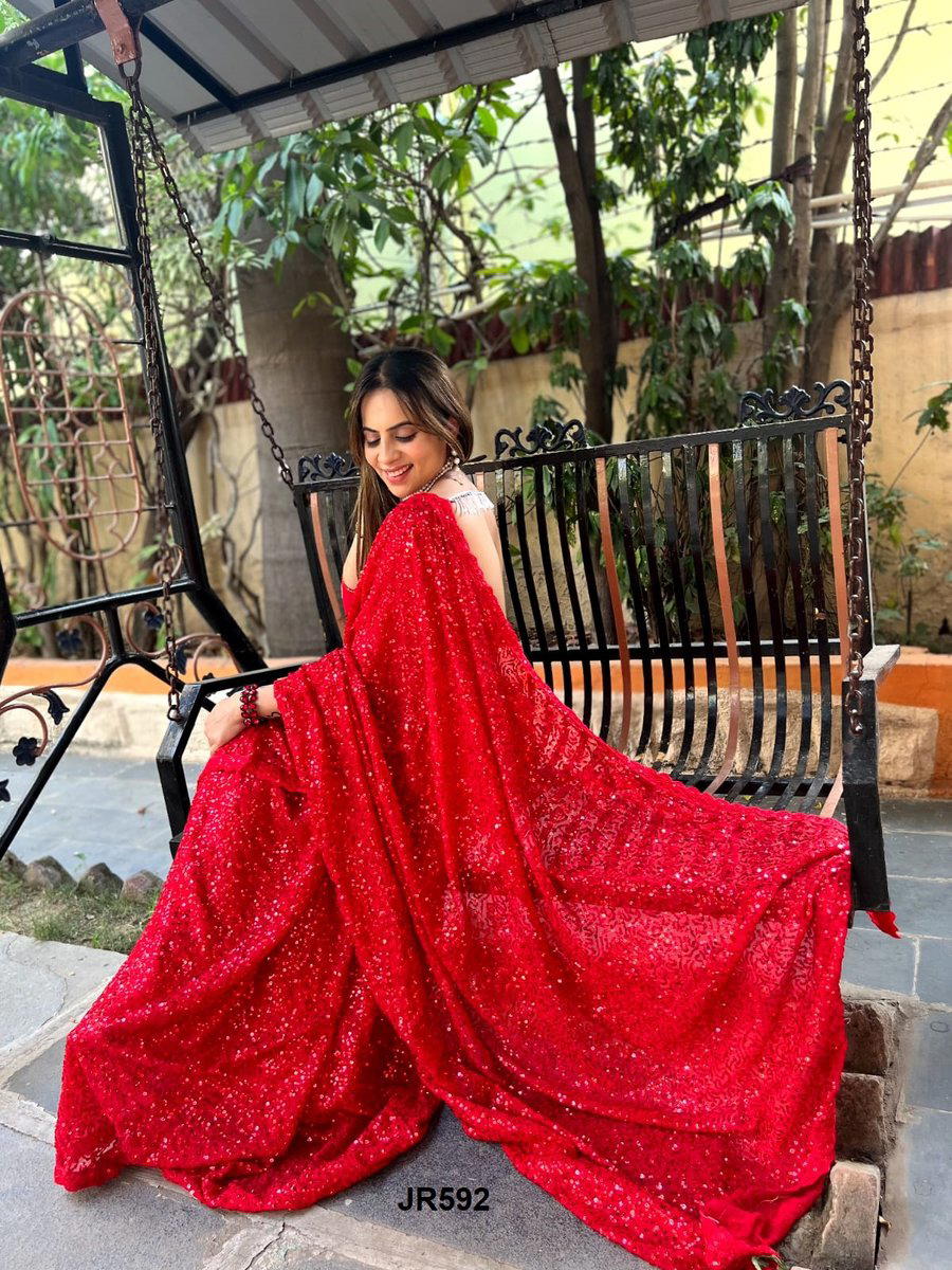 D.NO. JR592 BY JR HEAVY SEQUINS EMBROIDERY SAREE MANUFACTURER IN SURAT 1