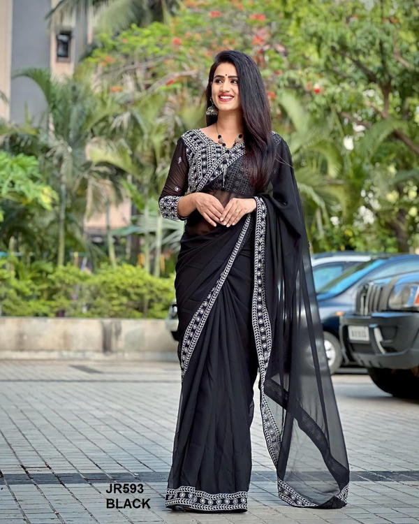 D.NO. JR593 COLOUR‚ÄôS BY SAGAR IMPEX EMBROIDERY SAREE WHOLESALER IN INDIA