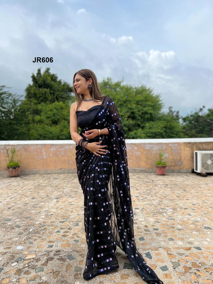 JR JR606 DESIGNER GEORGETTE SAREE WHOLESALER IN INDIA 1