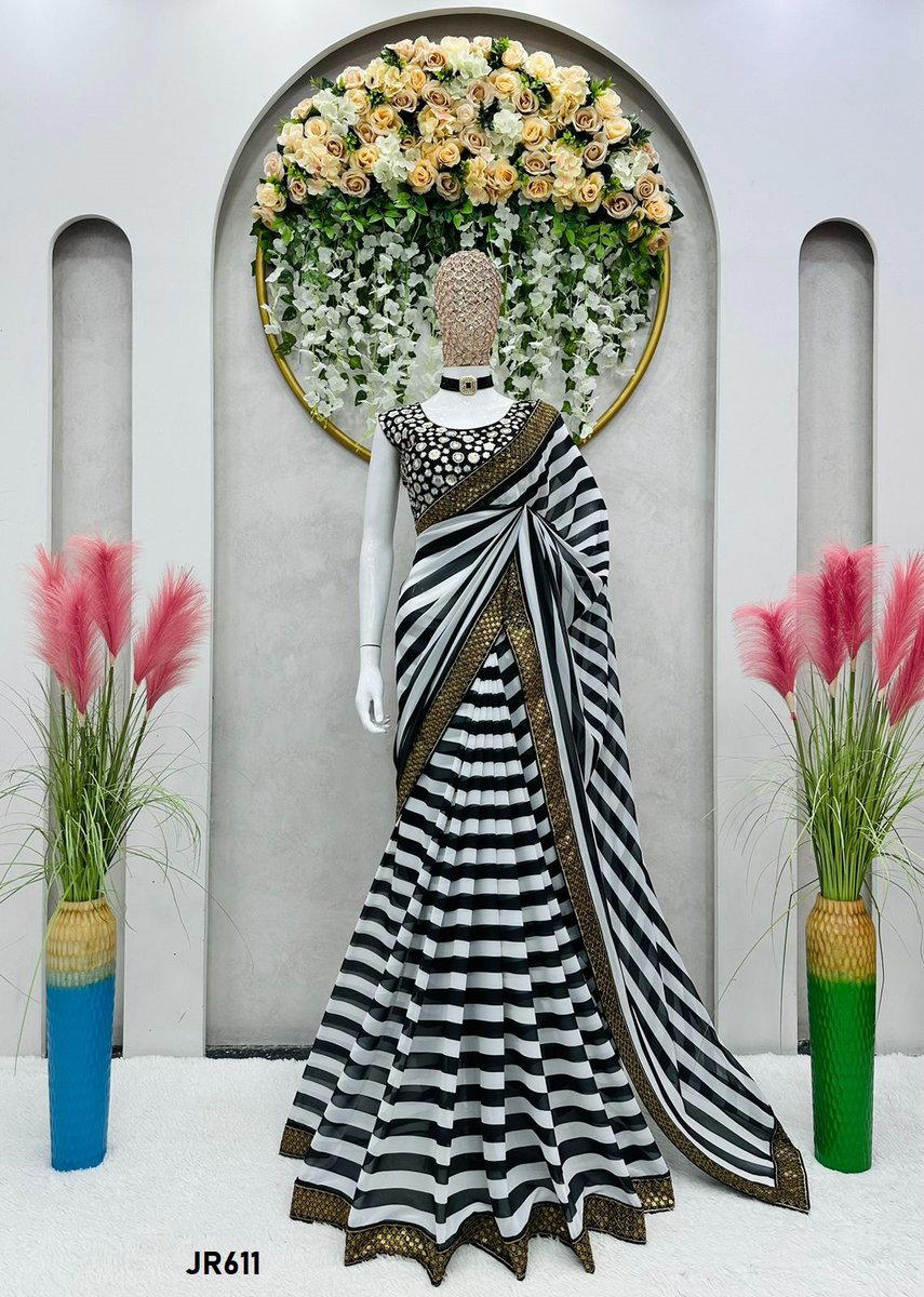 D.NO. JR611 BY JR PRINTED GEORGETTE SAREE EXPORTER IN INDIA 1
