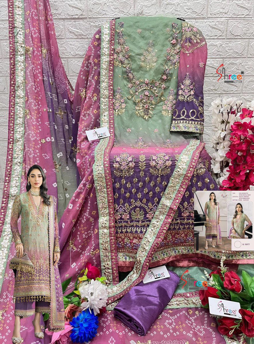 K.5077 BY SHREE FAB DESIGNER GEORGETTE SALWAR SUIT WHOLESALER IN INDIA 1