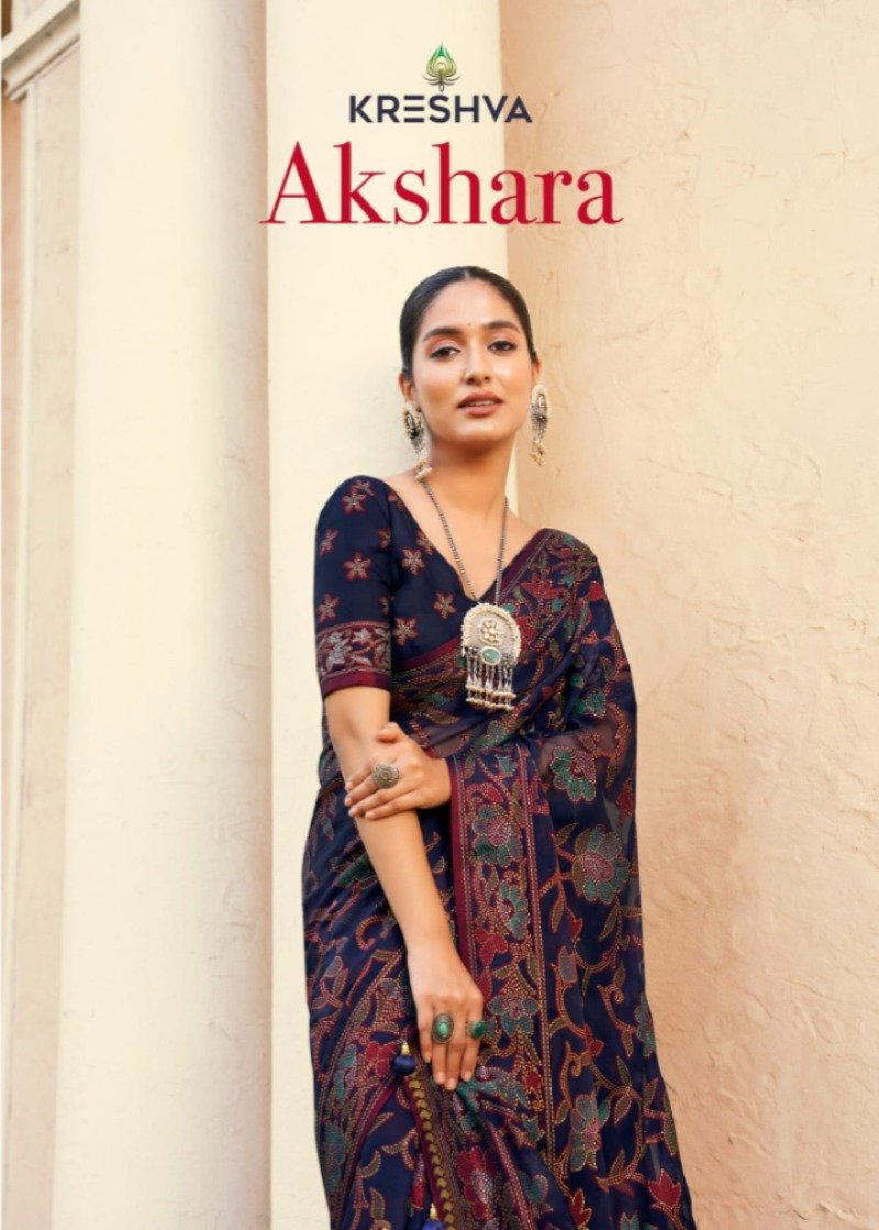 KRESHVA AKSHARA 1017 TO 1020 DESIGNER GEORGETTE SAREE WHOLESALER IN INDIA 1