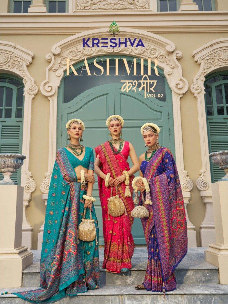 KRESHVA KASHMIR VOL-2 413 TO 420 DESIGNER BANARASI SILK SAREE WHOLESALER IN INDIA 1