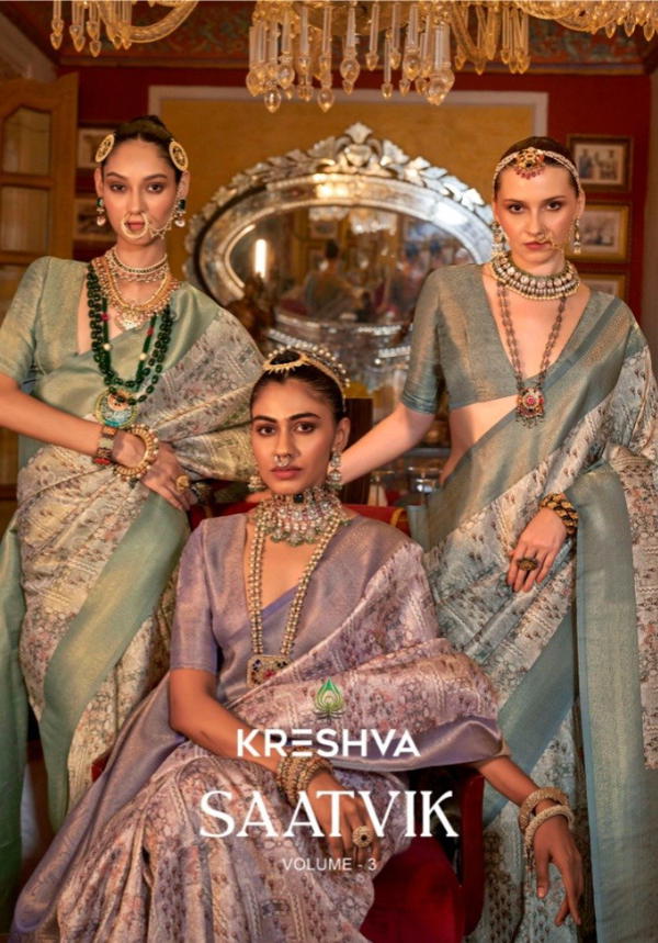 KRESHVA SAATVIK VOL-03 052 TO 059 DESIGNER SILK SAREE WHOLESALER IN INDIA