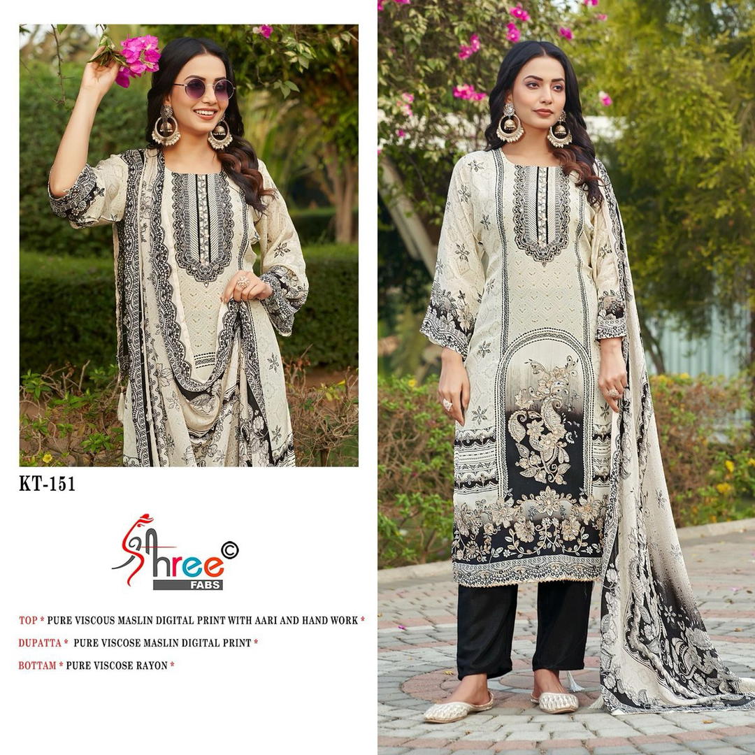 KT - 151 BY SHREE FAB DESIGNER VISCOUS SALWAR SUIT WHOLESALER IN INDIA 1