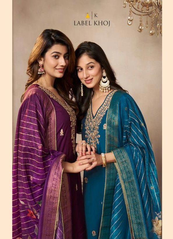 LABEL KHOJ 9814-A TO 9814-D DESIGNER EMBROIDERY SALWAR SUIT WHOLESALER IN INDIA