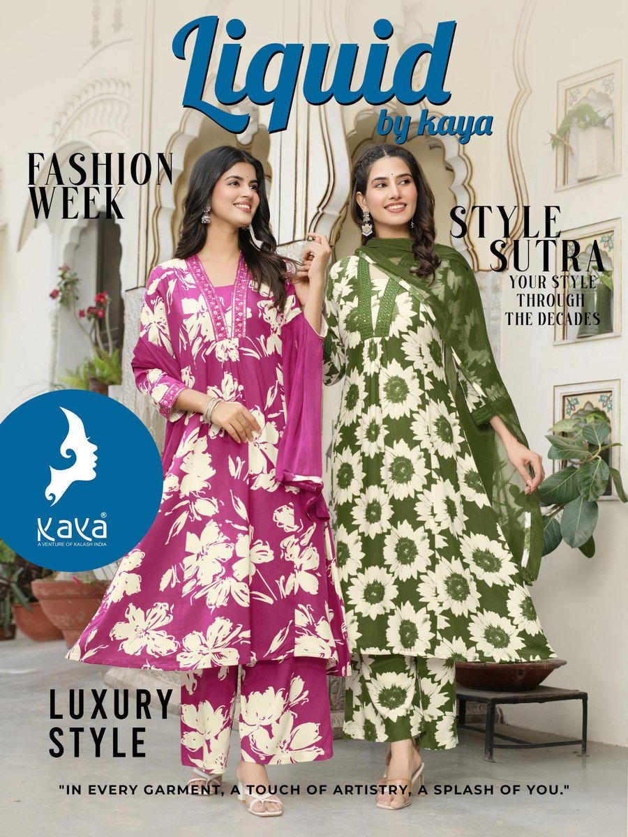 LIQUID BY KAVYA KURTI DESIGNER RAYON PRINT KURTI & SALWAR SUIT WHOLESALER IN INDIA 1