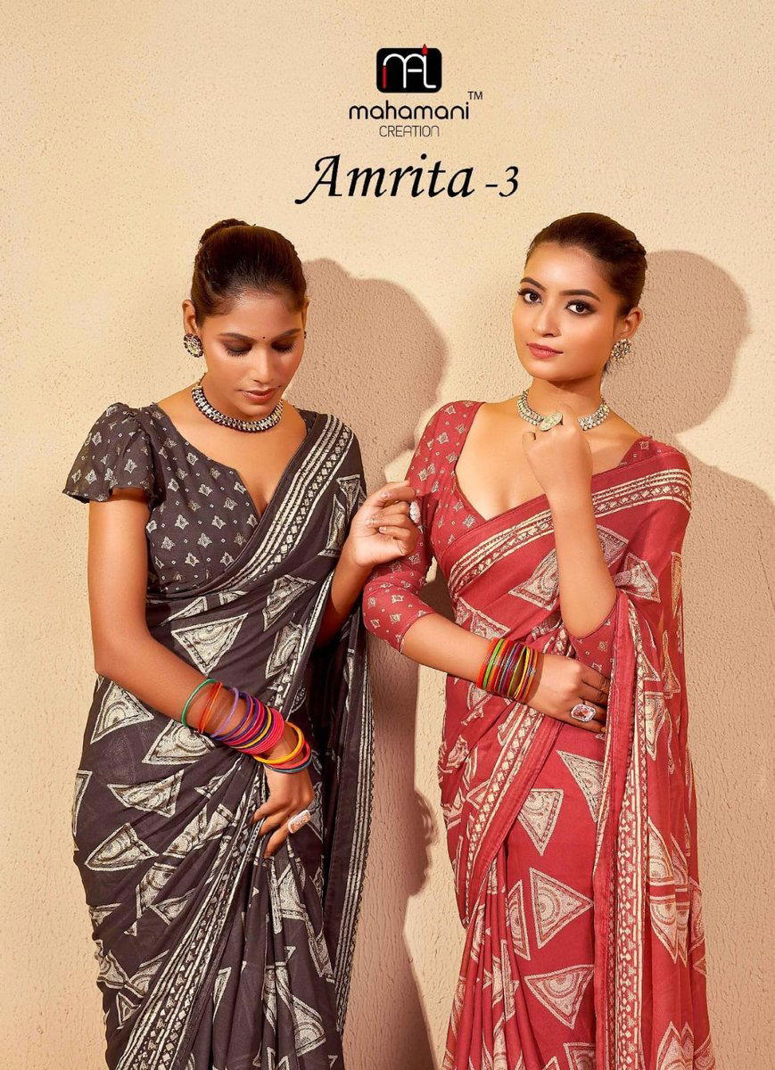 AMRITA VOL-3 BY MAHAMANI CREATION PRINTED SAREE WHOLESALER IN SURAT 1