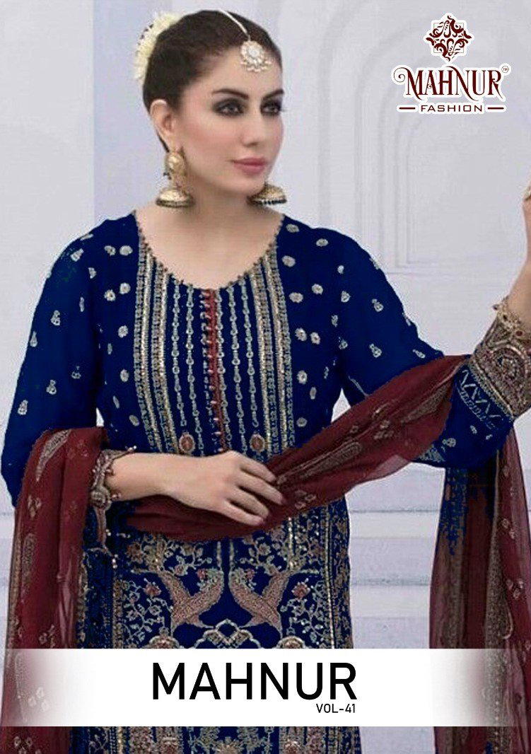 MAHNUR VOL-41 BY MAHNUR EMBROIDERY SALWAR KAMEEZ WHOLESALER IN INDIA 1
