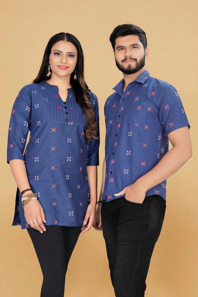 MANNAT VOL 2 BY WELLTEX COUPLE COMBO TUNIC TOP AND MATCHING SHORT KURTA SET WHOLESALER IN INDIA 1