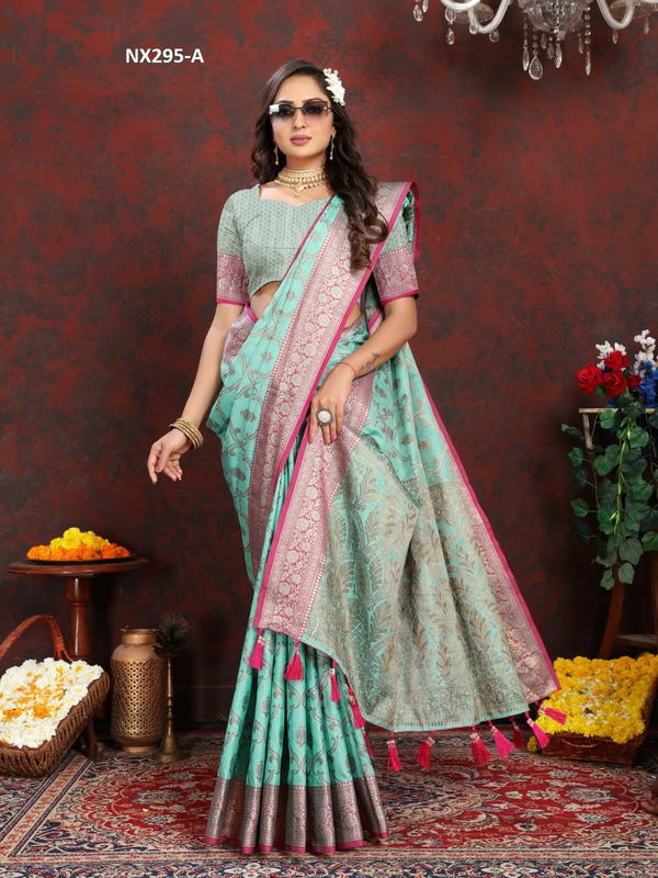 D.NO. NX295-A TO NX295-F BY MURTI NX SOFT SILK SAREE MANUFACTURER IN INDIA