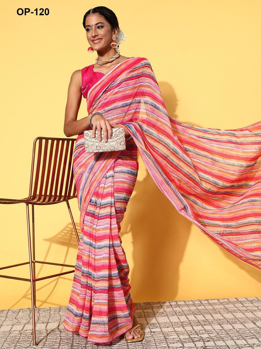 D.NO. OP 120 BY LAXMINAM GEORGETTE SAREE MANUFACTURER IN INDIA 1