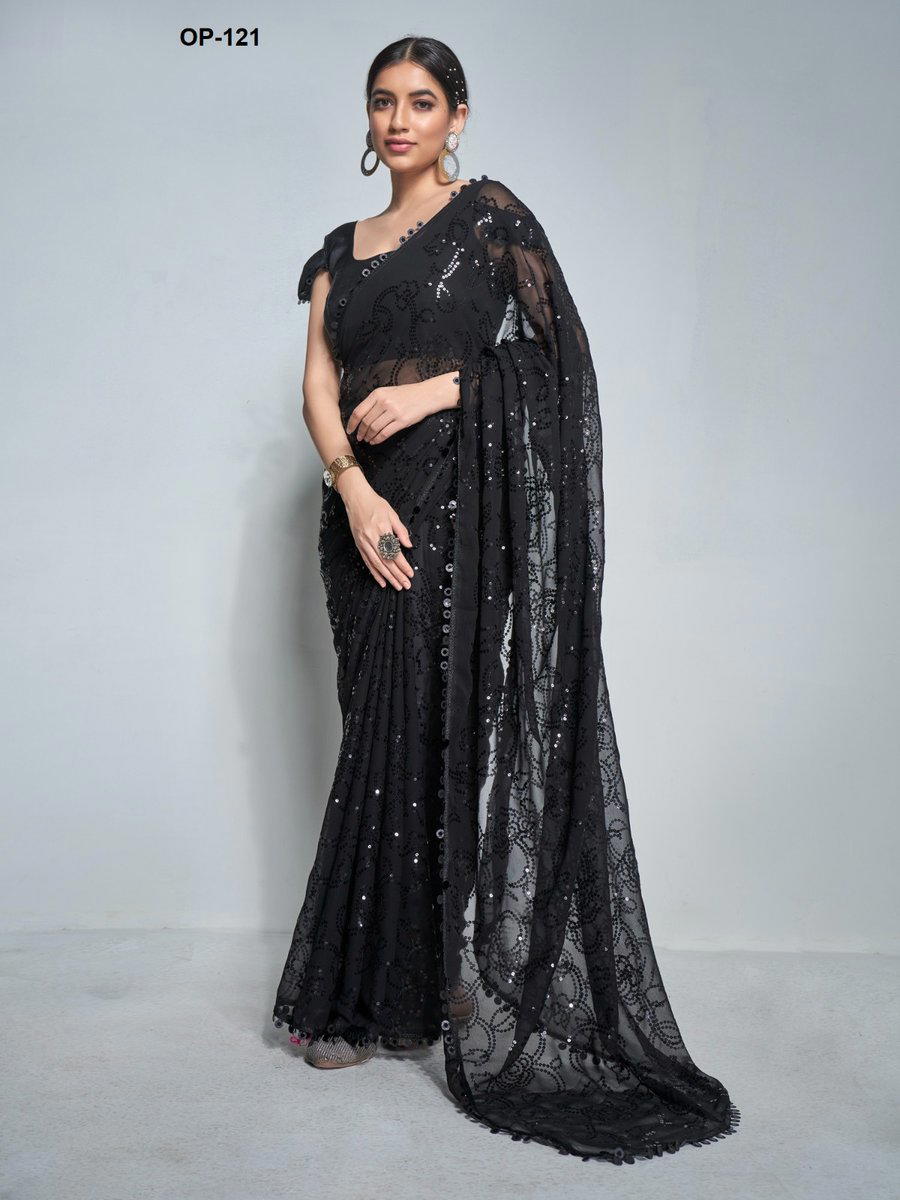 D.NO. OP121 BY LAXMINAM GEORGETTE SAREE WHOLESALER IN INDIA 1