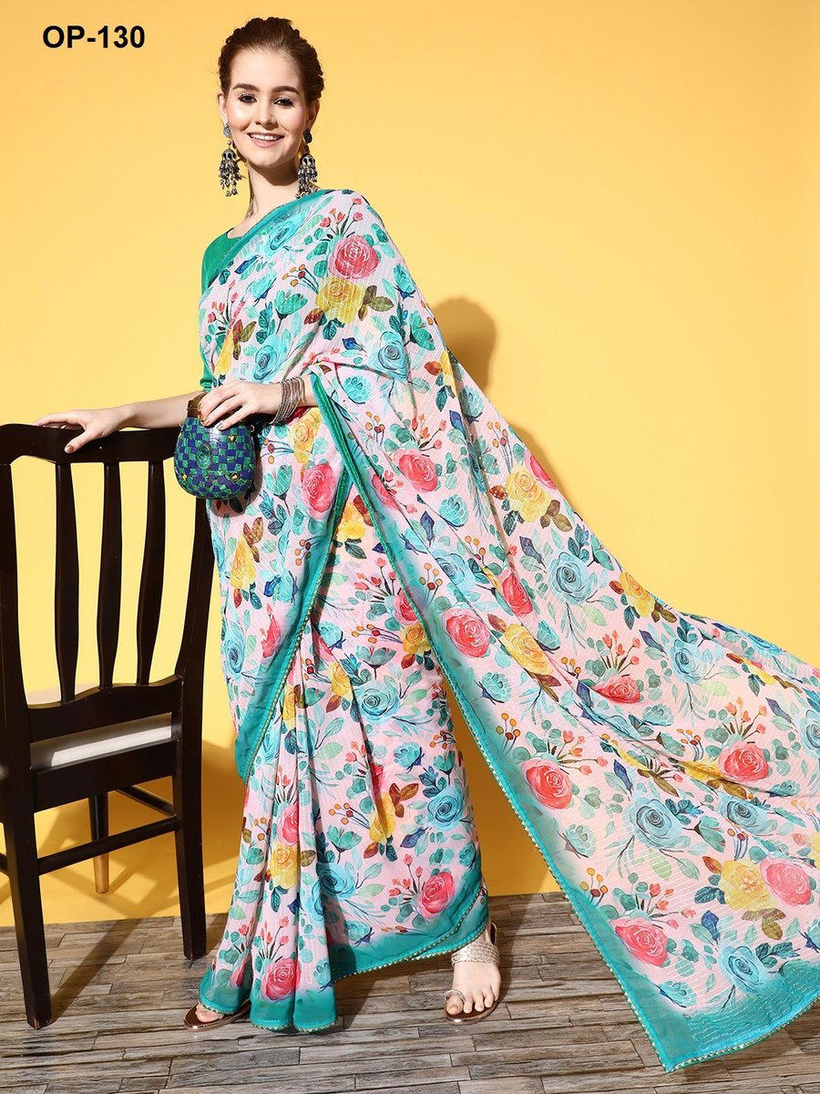 D.NO. OP 130 BY LAXMINAM GEORGETTE SAREE MANUFACTURER IN INDIA 1