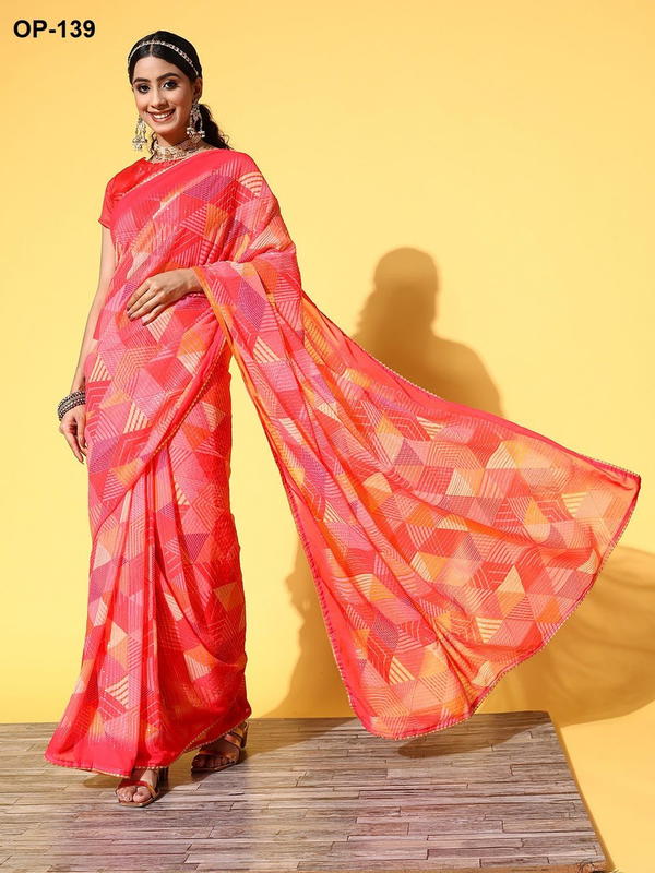 D.NO. OP 139 BY LAXMINAM GEORGETTE SAREE WHOLESALER IN INDIA