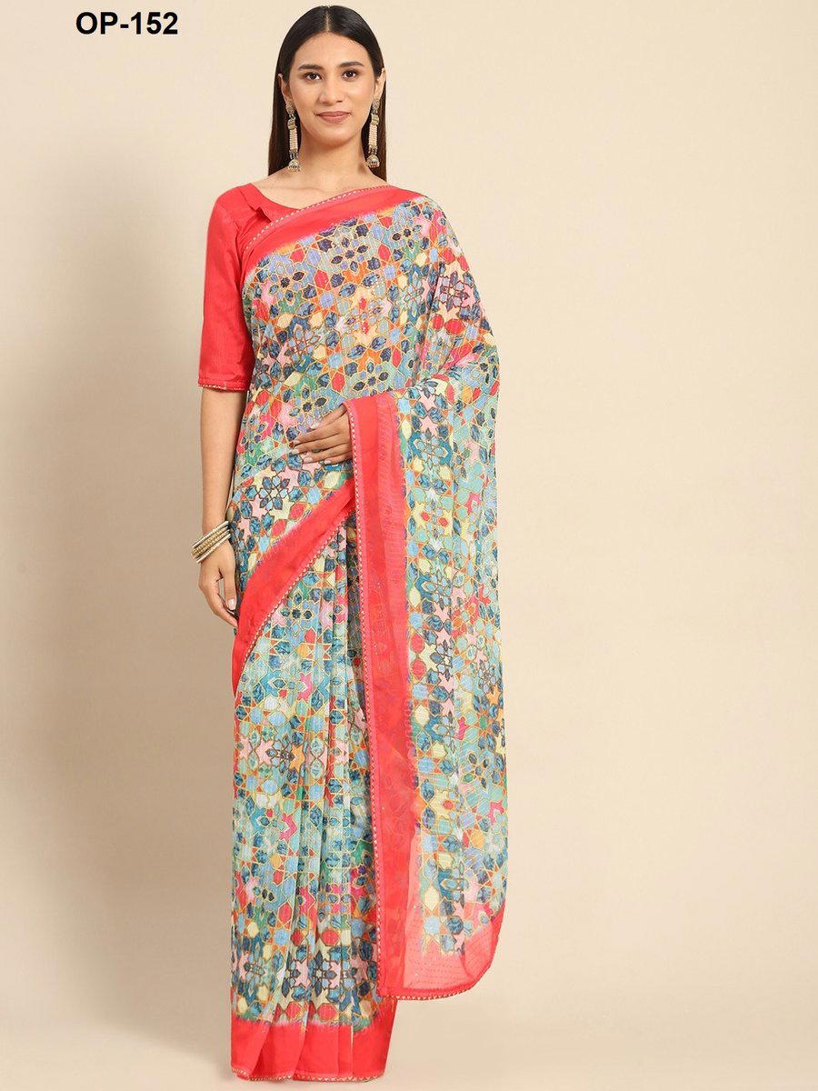 D.NO. OP 152 BY LAXMINAM GEORGETTE SAREE MANUFACTURER IN INDIA 1