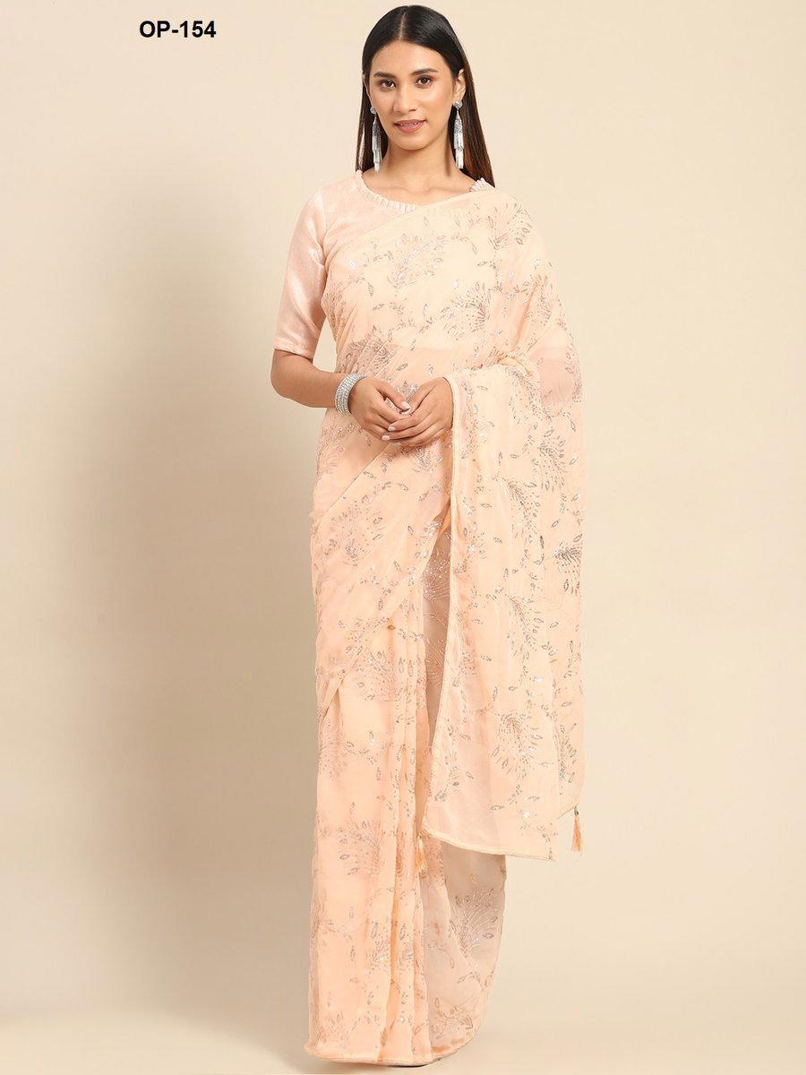 D.NO. OP 154 BY LAXMINAM GEORGETTE SAREE MANUFACTURER IN INDIA 1