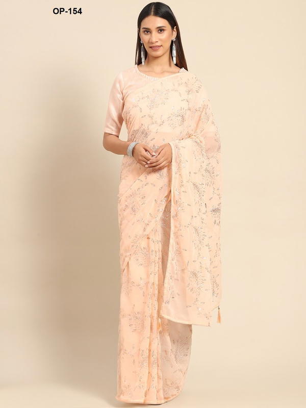 D.NO. OP 154 BY LAXMINAM GEORGETTE SAREE MANUFACTURER IN INDIA