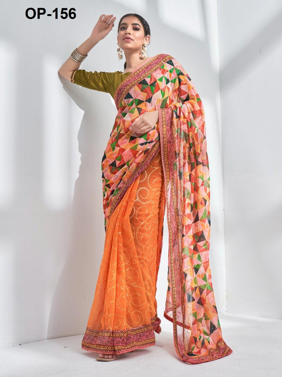 D.NO. OP 156 BY LAXMINAM GEORGETTE SAREE MANUFACTURER IN INDIA 1