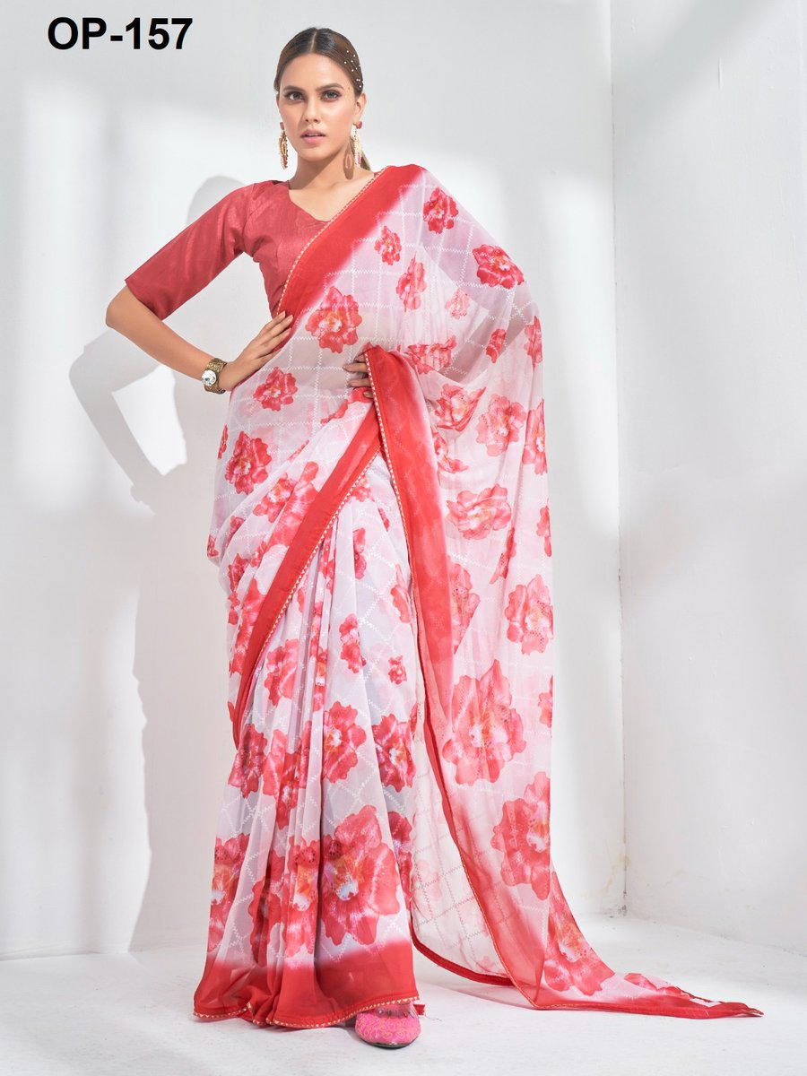 D.NO. OP 157 BY LAXMINAM GEORGETTE SAREE WHOLESALER IN INDIA 1