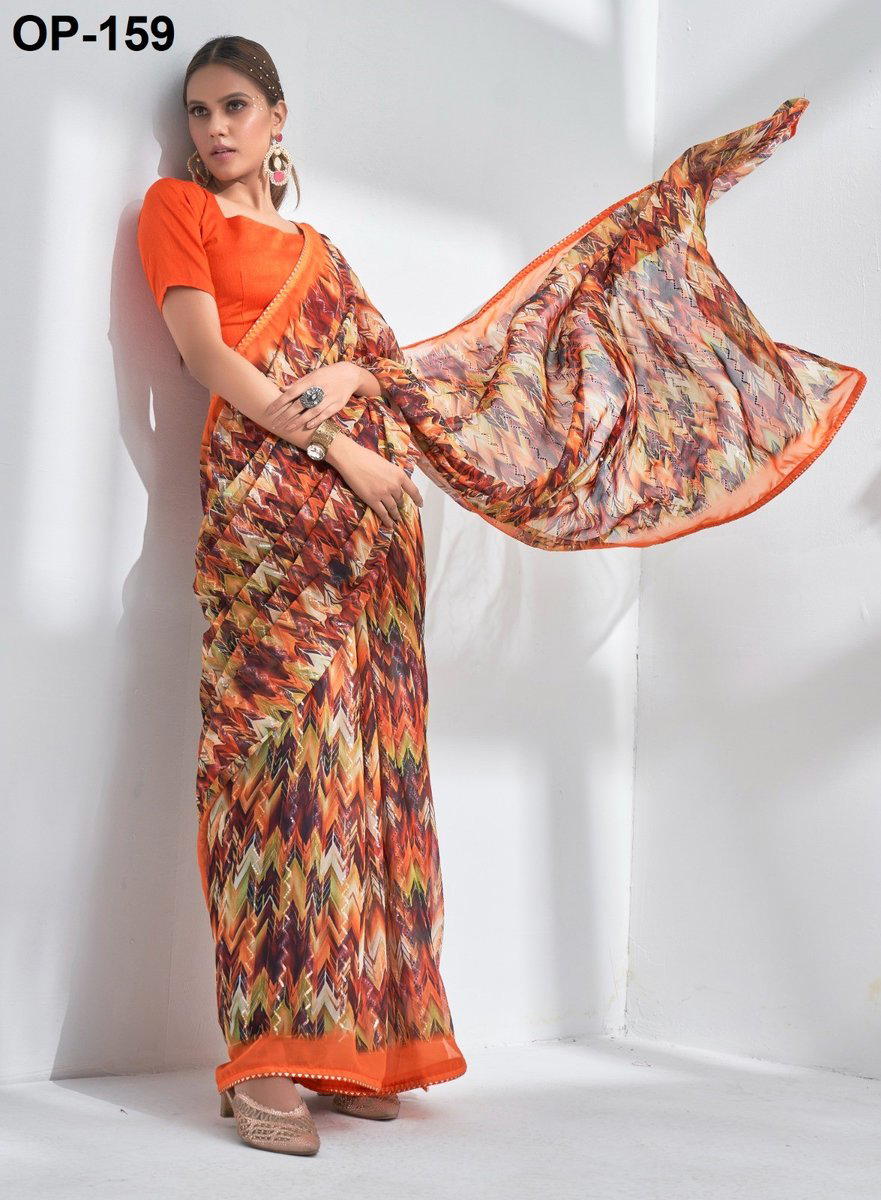 D.NO. OP 159 BY LAXMINAM GEORGETTE SAREE MANUFACTURER IN INDIA 1