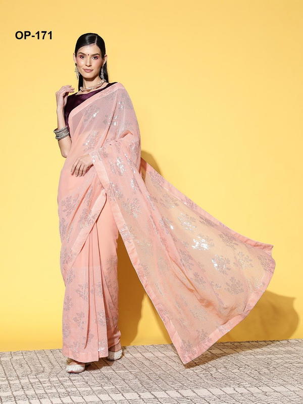 D.NO. OP 171 BY LAXMINAM GEORGETTE SAREE MANUFACTURER IN INDIA