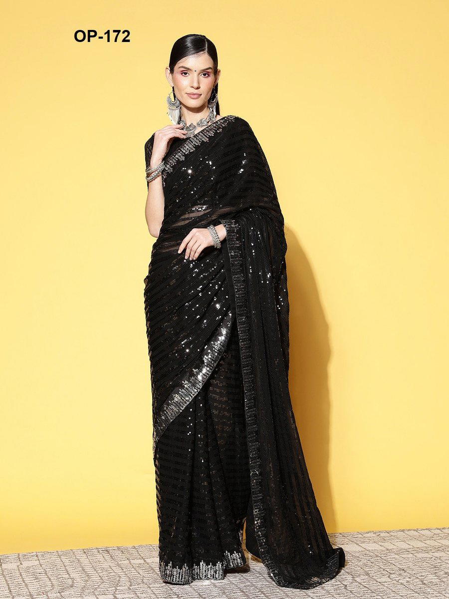 D.NO. OP 172 BY LAXMINAM PARTY WEAR SEQUIN SAREE WHOLESALER IN INDIA 1