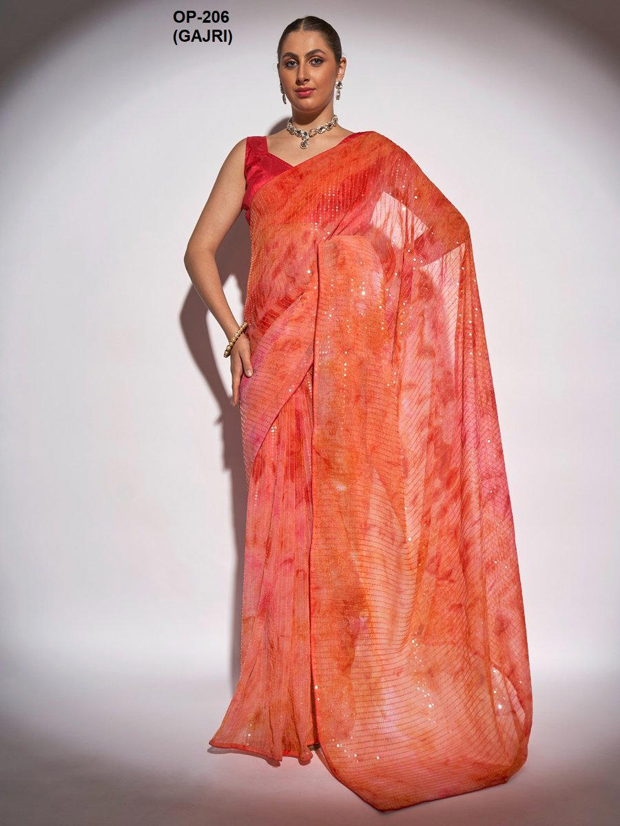 D.NO. OP-206 GAJRI BY LAMINAM GEORGETTE SAREE MANUFACTURER IN INDIA 1