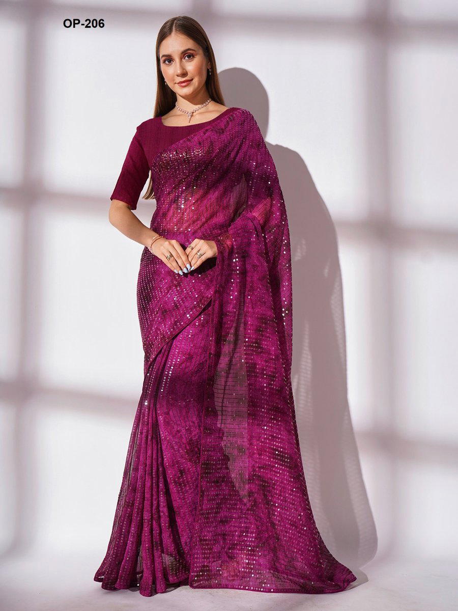 D.NO. OP 206 BY LAXMINAM GEORGETTE SAREE MANUFACTURER IN INDIA 1