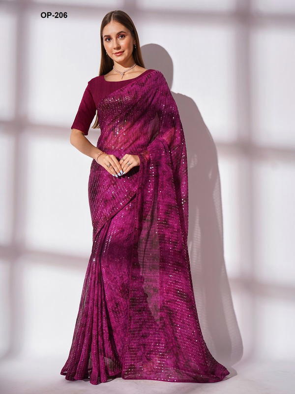 D.NO. OP 206 BY LAXMINAM GEORGETTE SAREE MANUFACTURER IN INDIA