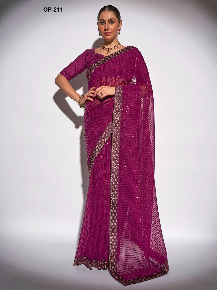 D.NO. OP 211 BY LAXMINAM GEORGETTE SAREE MANUFACTURER IN INDIA 1