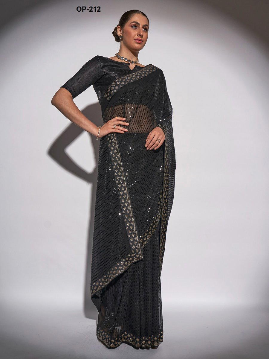 D.NO. OP 212 BY LAXMINAM GEORGETTE SAREE MANUFACTURER IN INDIA 1