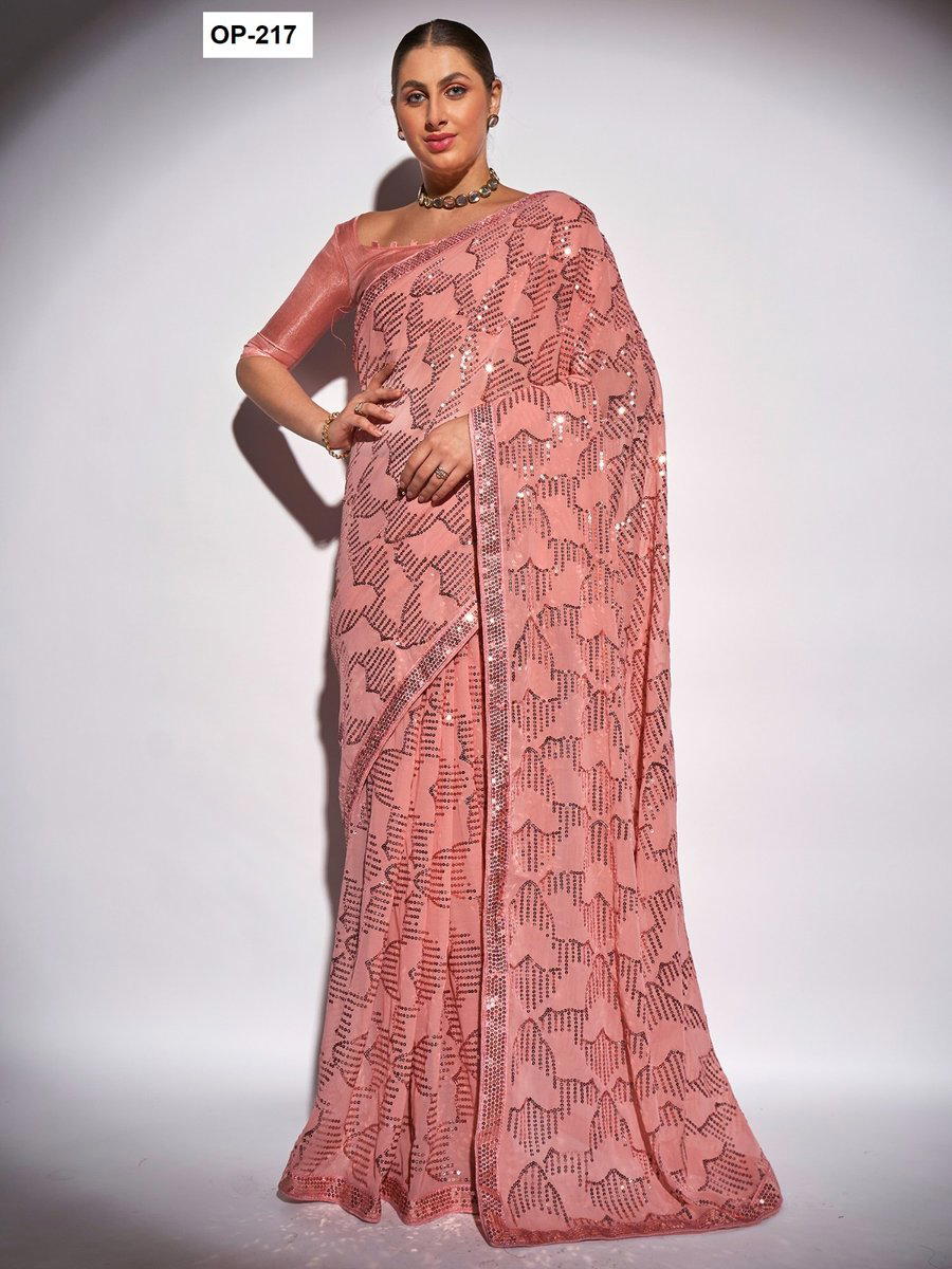D.NO. OP 217 BY LAXMINAM GEORGETTE SAREE WHOLESALER IN INDIA 1