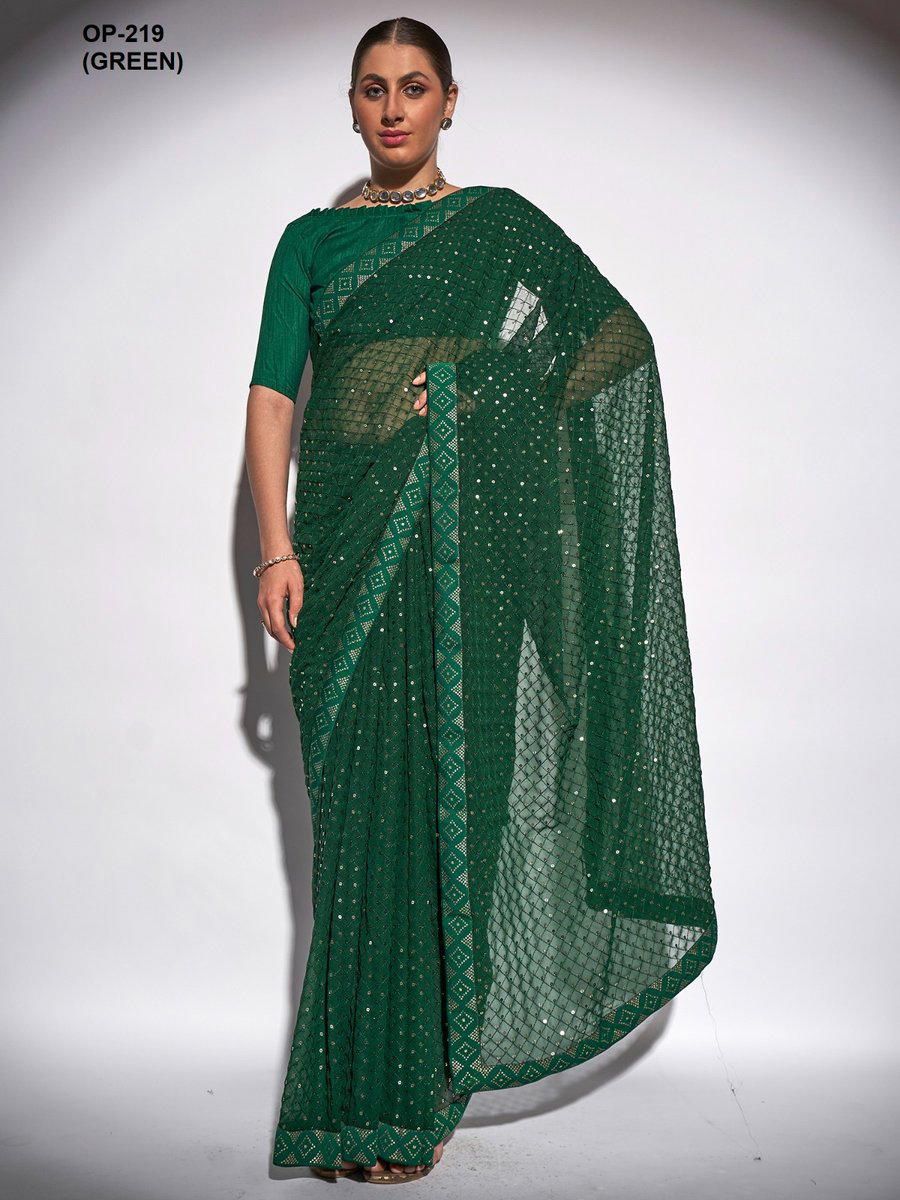 D.NO. OP 219 BY LAXMINAM GEORGETTE SAREE MANUFACTURER IN INDIA 1